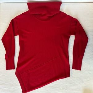Verve Ami Asymmetrical Red Cowl Turtle Neck Sweater EUC